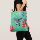 Tote Bag Peinture des colibris et des pavots (De près)