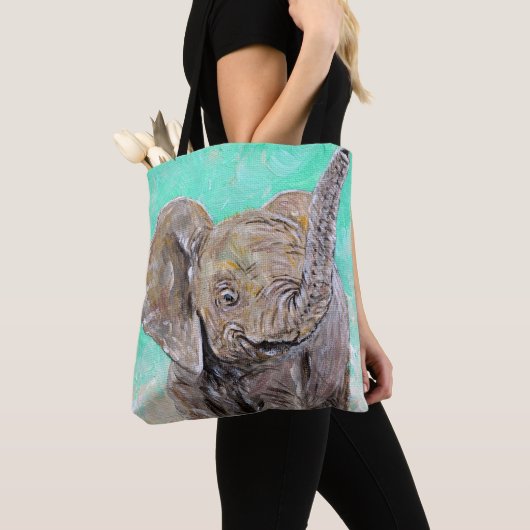 Tote Bag Peinture des éléphants de bébé (De près)