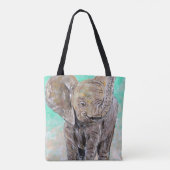 Tote Bag Peinture des éléphants de bébé (Dos)