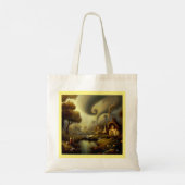 Tote Bag Peinture d'Imaginaire 5 - Paysage du village (Dos)