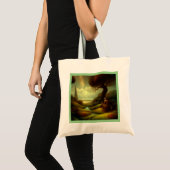 Tote Bag Peinture d'Imaginaire 7 - Femme et chat (Devant (produit))
