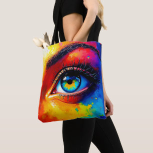 Tote Bag Peinture d'œil colorée à l'âme vibrante
