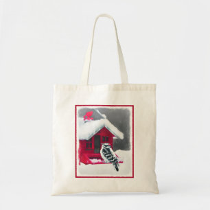 Tote Bag Peinture Downy Woodpecker - Art original pour oise