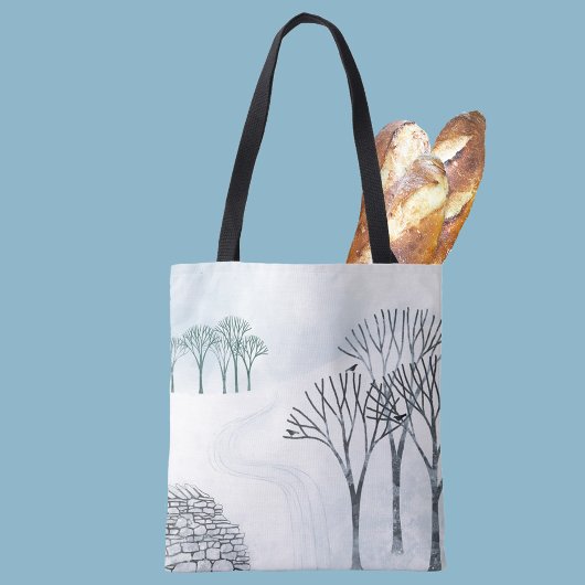 Tote Bag Peinture du paysage de neige en hiver