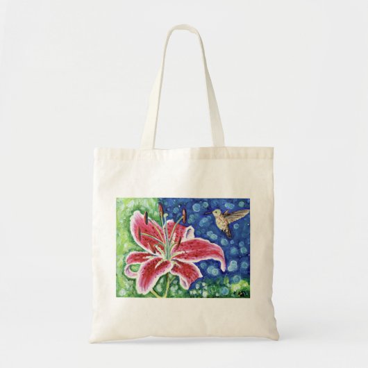 Tote Bag Peinture en lys de colibri et de stargazer (Devant)