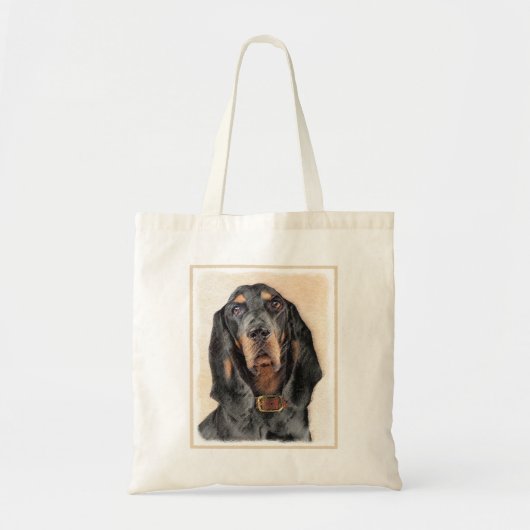 Tote Bag Peinture en noir et blanc - Art original Chien (Devant)