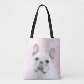 Tote Bag Peinture française de Bulldog (Crème/Blanc) (Devant)