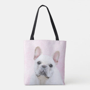 Tote Bag Peinture française de Bulldog (Crème/Blanc)