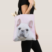 Tote Bag Peinture française de Bulldog (Crème/Blanc) (De près)