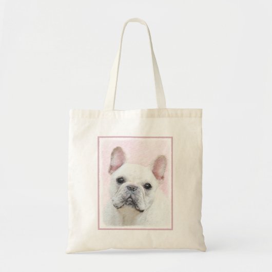 Tote Bag Peinture française de Bulldog (Crème/Blanc) - Art  (Devant)