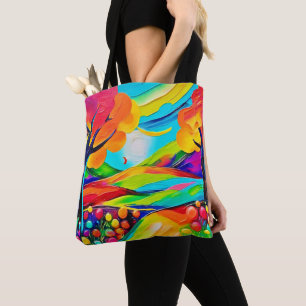 Tote Bag Peinture harmonieuse de colline vibrante