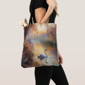Tote Bag Peinture impressionniste rustique Swan (De près)
