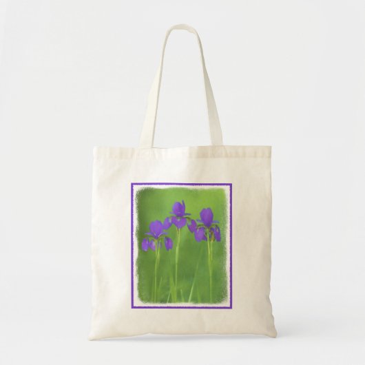 Tote Bag Peinture Iris Violet - Art Fleur Originale (Devant)