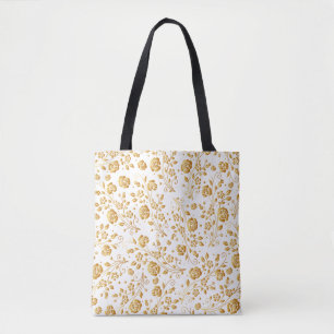 Tote Bag Peinture Modèle Floral Or