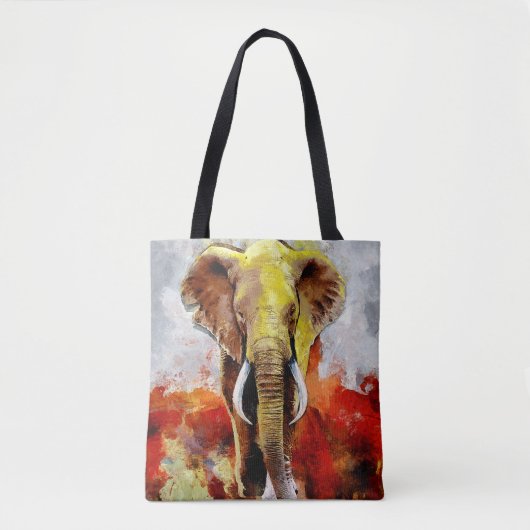Tote Bag Peinture moderne à l'huile d'éléphant Abstraite (Devant)