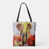 Tote Bag Peinture moderne à l'huile d'éléphant Abstraite (Dos)