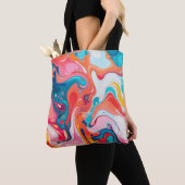 Tote Bag Peinture Motif marbrée colorée (De près)