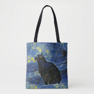 Tote Bag Peinture numérique Chat Shambhala à Vincent Van Go