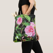 Tote Bag Peinture numérique de Camellias roses sur tout le  (De près)