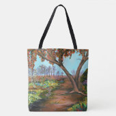 Tote Bag Peinture originale Arbre d'automne et Lapin (Devant)