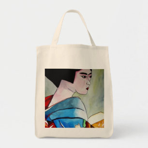 Tote Bag peinture originale d'aquarelle japonaise Geisha