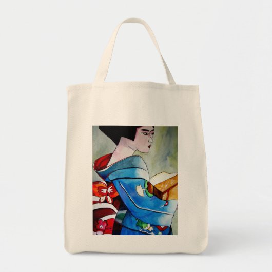 Tote Bag peinture originale d'aquarelle japonaise Geisha (Devant)