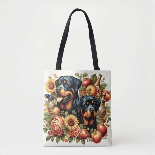 Tote Bag Peinture par Rottweiler rétro (Devant)