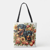 Tote Bag Peinture par Rottweiler rétro (Dos)