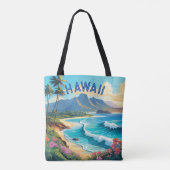 Tote Bag Peinture paradisiaque tropicale de Hawaii Beach (Dos)