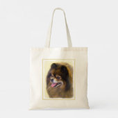 Tote Bag Peinture Poméranienne Noir et Tan Art Chien origin (Dos)
