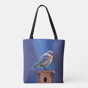 Tote Bag Peinture pour oiseaux bleus (femelle) - Art origin