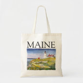 Tote Bag Peinture principale d'aquarelle du Maine de phare (Devant)