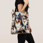 Tote Bag Peinture rétro Australian Shepherd sans couture (De près)