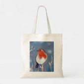 Tote Bag Peinture Robin d'hiver (Dos)