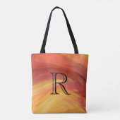 Tote Bag Peinture rouge orange jaune avec Monogramme (Dos)