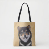 Tote Bag Peinture Shiba Inu (Noir et Tan) - Art Chien (Devant)