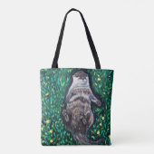 Tote Bag Peinture sur la loutre de rivière relaxante (Dos)