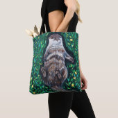 Tote Bag Peinture sur la loutre de rivière relaxante (De près)