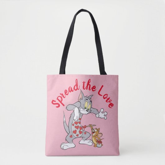 Tote Bag Peinture Tom & Jerry Coeurs de Saint-Valentin (Devant)