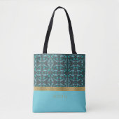Tote Bag Peinture turquoise et grise (Devant)