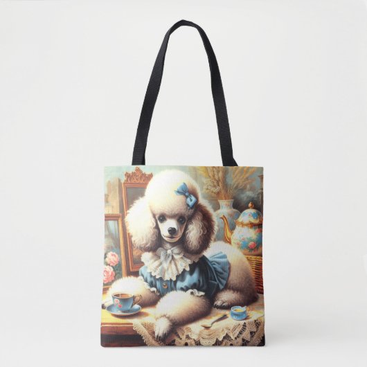 Tote Bag Peinture vintage de caniche (Devant)