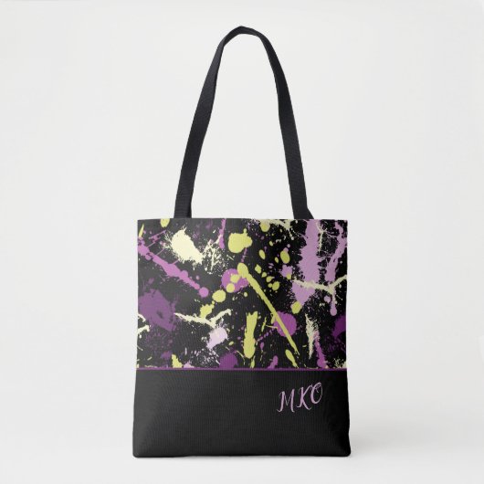 Tote Bag Peinture violette et jaune (Devant)