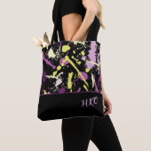 Tote Bag Peinture violette et jaune (De près)