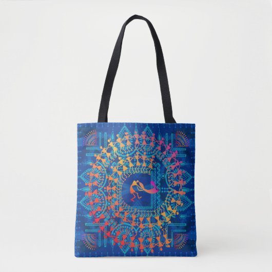 Tote Bag Peinture Warli - main dessinée traditionnelle l'An (Devant)
