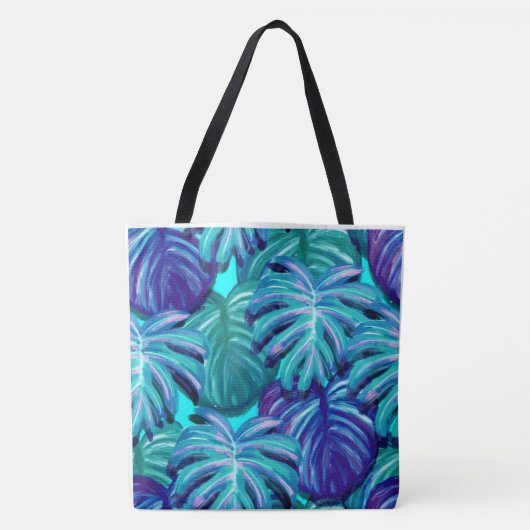 TOTE BAG PEINTURES D'EAU NATURE BLEU ET VERT (Devant)