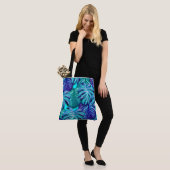 TOTE BAG PEINTURES D'EAU NATURE BLEU ET VERT (Sur le modèle)