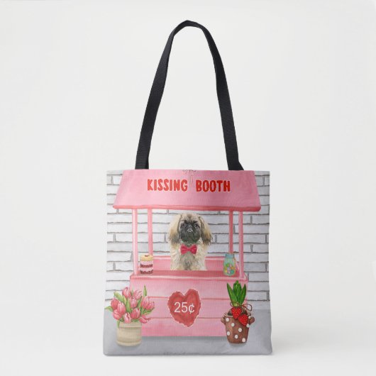 Tote Bag pekingese Chien Valentine's Day Kissing Booth (Devant)