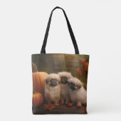 Tote Bag Pekingese Chiot Automne Citrouille délice (Dos)