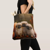 Tote Bag Pekingese Chiot Automne Citrouille délice (De près)