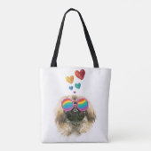 Tote Bag Pékinois à la Saint-Valentin avec des cœurs (Dos)